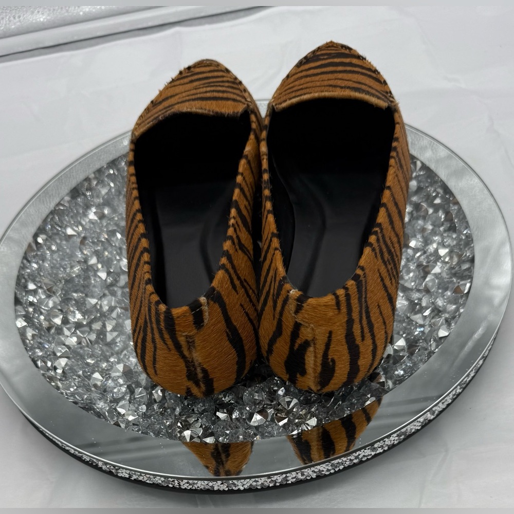 Lulus Emmy Leather Tiger Calf Hair Pointed-Toe Loafers - Picture 2 of 4